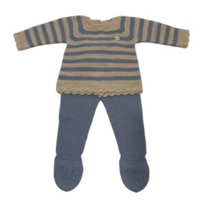 Conjunto Polaina Azul y Beige