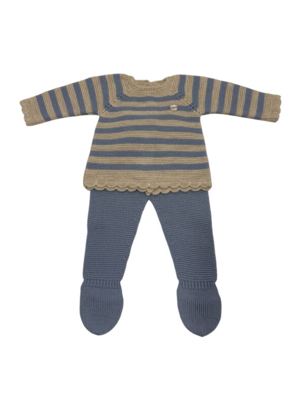 Conjunto Polaina Azul y Beige