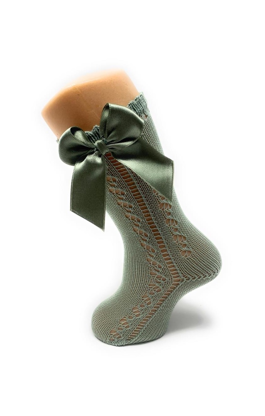 Calcetín Calado Verde Lazo