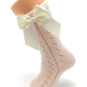 Calcetín Calado Crudo Lazo