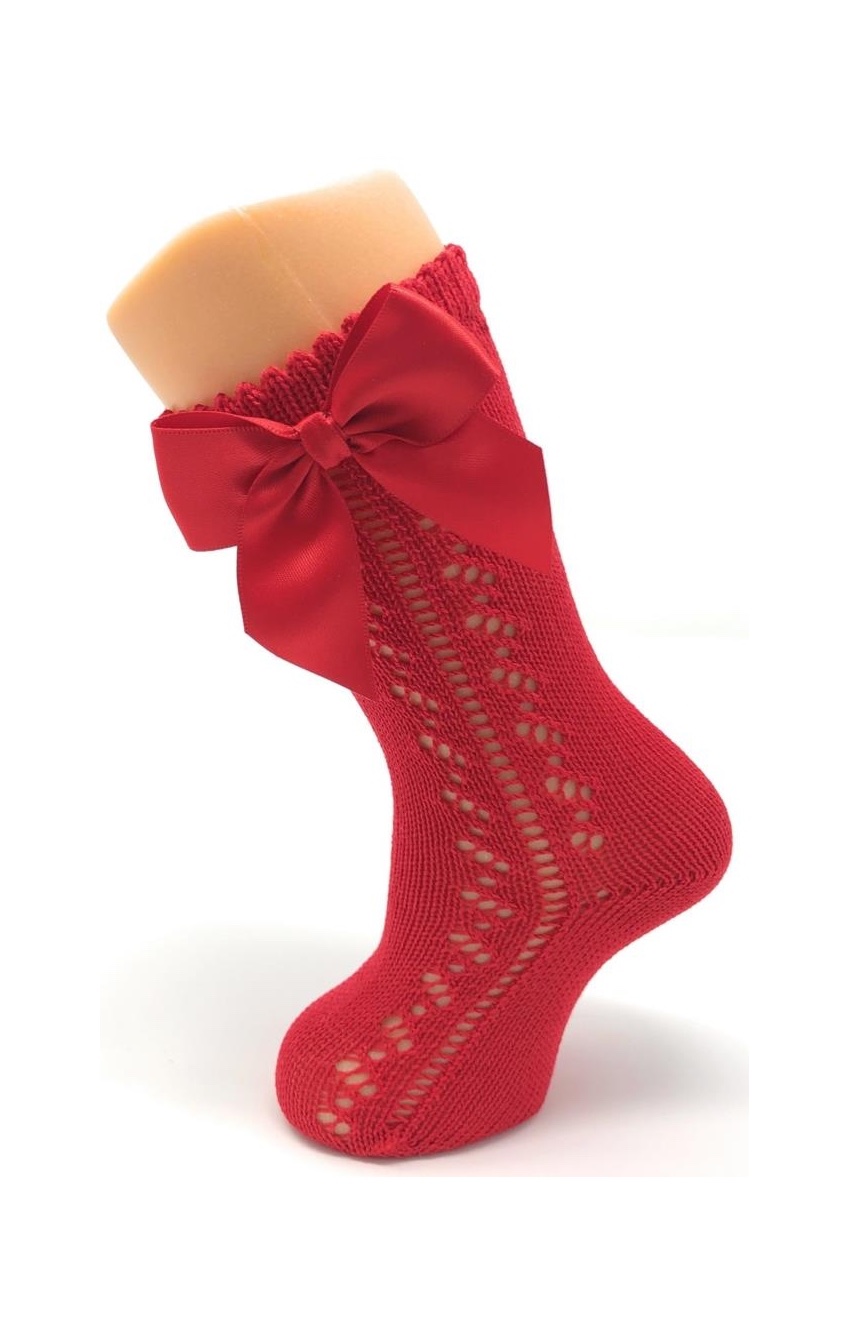 Calcetín Calado Rojo Lazo