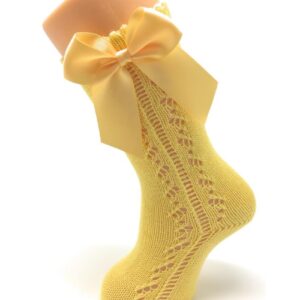Calcetín Calado Amarillo Lazo
