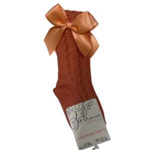 Calcetín Calado Melocotón Lazo